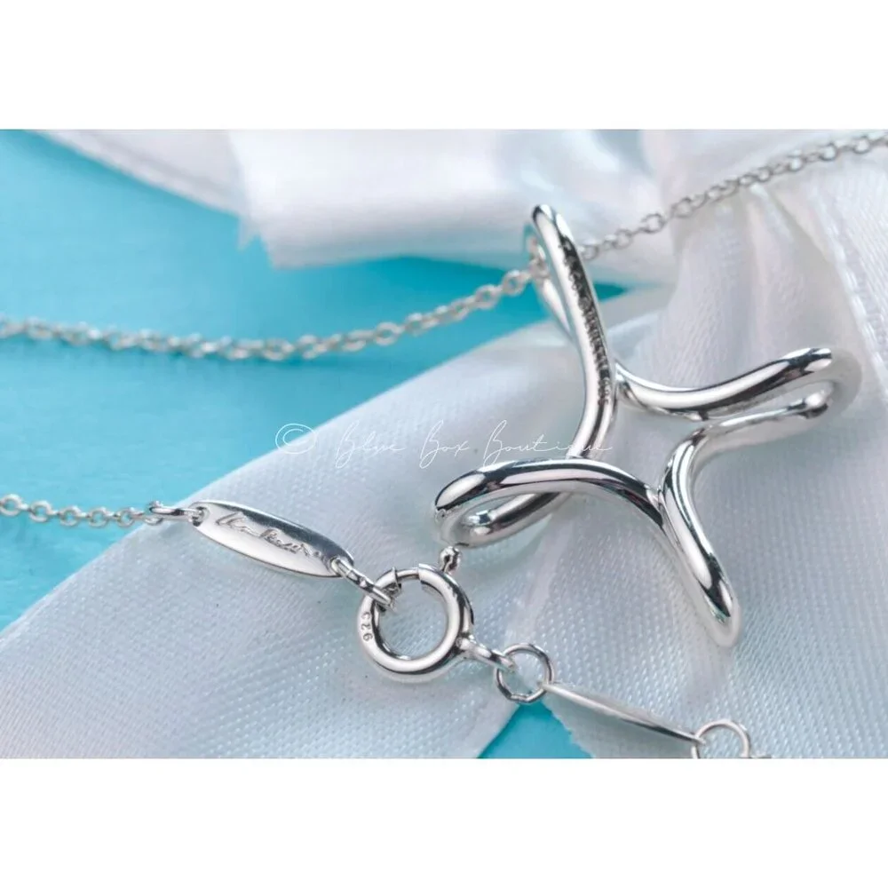 Tiffany & Co. Elsa Peretti Infinity Cross Pendant Necklace in Silver 16" 21mm - Picture 6 of 9